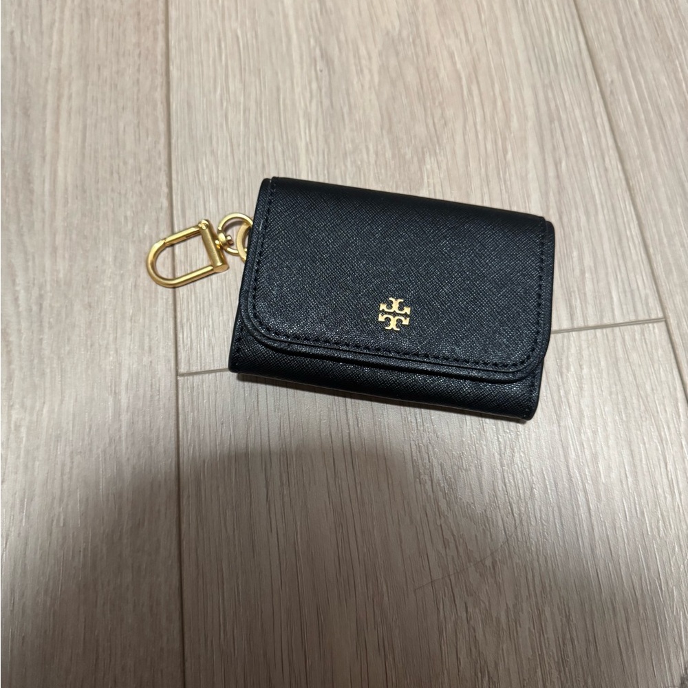 Tory Burch Black and Gold Key Card Holder